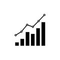 Chart graph. Black icon graph growth with arrow isolated on white background. Hologram positive percentage. Grow business concept Royalty Free Stock Photo