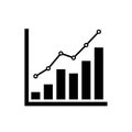 Chart graph. Black icon graph growth with arrow isolated on white background. Hologram positive percentage. Grow business Royalty Free Stock Photo