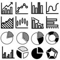 Chart and graph icons vector set. Pie chart illustration symbol illustration collection. Analytics sign or logo.