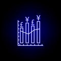 chart graph pound yuan icon in neon style. Element of finance illustration. Signs and symbols icon can be used for web, logo, Royalty Free Stock Photo