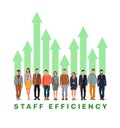 Chart of green arrows indicating staff performance Royalty Free Stock Photo