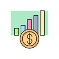 Chart vector flat color icon Royalty Free Stock Photo