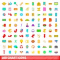 100 chart icons set, cartoon style Royalty Free Stock Photo