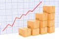 Chart of increasing exportation and shipping, growing chart. 3D Royalty Free Stock Photo