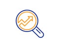 Chart line icon. Report graph sign in magnifier. Vector