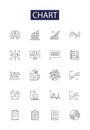 Chart line vector icons and signs. Chart, Diagram, Plot, Map, Outline, Visualize, Render, Table outline vector