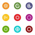 Chart loading icons set, flat style Royalty Free Stock Photo