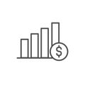 Chart money vector icon, Graphic finance progress line outline sign, linear thin symbol, flat design for web, website, mobile app.