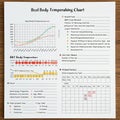 Chart with several sections including a graph, tables, and lists, intended to track bodily Royalty Free Stock Photo