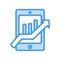 Chart tablet icon in blue style about marketing and growth for any projects Royalty Free Stock Photo