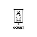 Chart Test table with letters for eye examination. Eye chart test for ophthalmologist doctor. Vector.