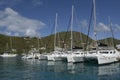 Charter catamarans at Soper`s Hole Marina, West End, Tortola, BVI Royalty Free Stock Photo