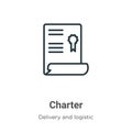 Charter outline vector icon. Thin line black charter icon, flat vector simple element illustration from editable delivery and Royalty Free Stock Photo