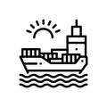 Black line icon for Chartering, ocean and sea Royalty Free Stock Photo