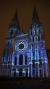 Chartres cathedral light show Royalty Free Stock Photo