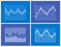 Charts Collection Blue Poster Vector Illustration