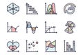 Charts color vector doodle simple icon set