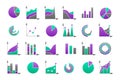 Charts coloured vector icons set Royalty Free Stock Photo
