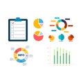 Charts and diagrams design vector illustration. Multicolor graphical infographic, rising and falling with percentages data