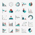 Charts diagrams and graphs flat icons