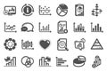 Charts and Diagrams icons. Set of 3D Chart, Block diagram and Dot Plot graph icons. Vector