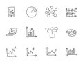 Charts and Diagrams. Ideas and processes. School of Business icons sketch set outline line drawing by hand. Hand drawn