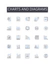 Charts and diagrams line icons collection. Numbers figures, Maps blueprints, Facts statistics, Information data, Numbers Royalty Free Stock Photo