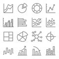 Charts and Diagrams Vector Color Line Icon Set. Contains such Icons as Bubble Chart, Column Chart, Pie Chart, Bar Chart and more. Royalty Free Stock Photo