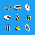 Charts and diagrams - vector isometric icons set Royalty Free Stock Photo