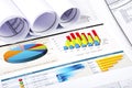 Charts, documents, blueprint Royalty Free Stock Photo