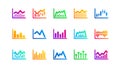 Charts and graphs icons. Candlestick graph, Infochart and Report diagram. Classic icon set. Vector