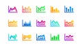 Charts and graphs icons. Candlestick graph, Infochart and Report diagram. Classic icon set. Vector