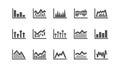 Charts and graphs icons. Candlestick graph, Infochart and Report diagram. Classic icon set. Vector