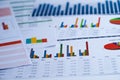 Charts Graphs spreadsheet paper. Financial development, Banking Account, Statistics, Investment Analytic research data.