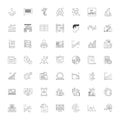 Charts linear icons, signs, symbols vector line illustration set Royalty Free Stock Photo