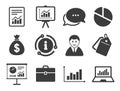 Statistics, accounting icons. Charts signs. Vector