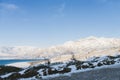 Charvak reservoir in winter in Uzbekistan. Beautiful winter landscape. The Tien Shan mountain system in Central Asia Royalty Free Stock Photo