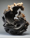 Charybdis Reef: A Naturalistic Black Clay Vase Inspired by Swirl