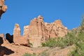 Charyn Canyon in Kazakhstan. Valley of castles in Kazakhstan. An analogue of the American Grand Canyon. Colorful stone mountains