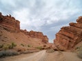 Charyn Canyon National Park. Charyn Canyon National Park. The road along the bottom of the Valley of Castles Royalty Free Stock Photo