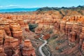 Charyn Canyon in South East Kazakhstan, taken in August 2018 taken in hdr Royalty Free Stock Photo