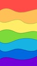 Abstract image of wave-like rainbow lines in paper art style. Royalty Free Stock Photo