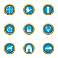 Chasing icons set, flat style Royalty Free Stock Photo