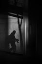 Chasing Light and Shadows, Street Silhouette of a Photographer Shadow. Royalty Free Stock Photo