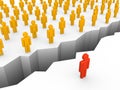 Chasm between human and crowd. Royalty Free Stock Photo