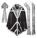 Chasuble, stole and miter of Thomas Becket, vintage engraving