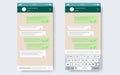 Chat app template whith mobile keyboard. Royalty Free Stock Photo