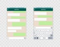 Chat app template whith mobile keyboard. Social network concept. Vector illustration. Message.