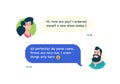 Chat avatars of a guy and a girl. Vector. Communication characters, interface elements. Layout for design projects. Chat and sent