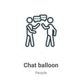 Chat balloon outline vector icon. Thin line black chat balloon icon, flat vector simple element illustration from editable people